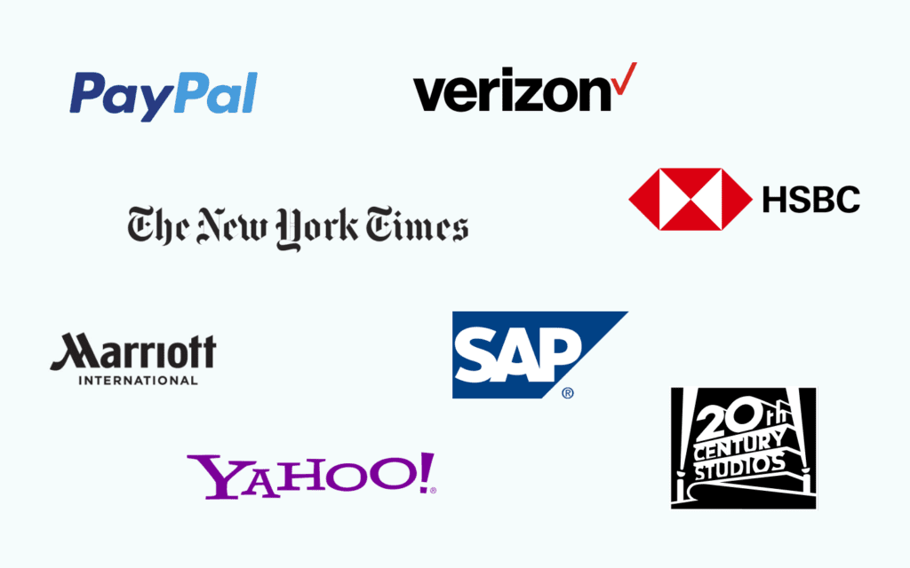  Logos of various companies that leverage Google Cloud for their cloud computing needs